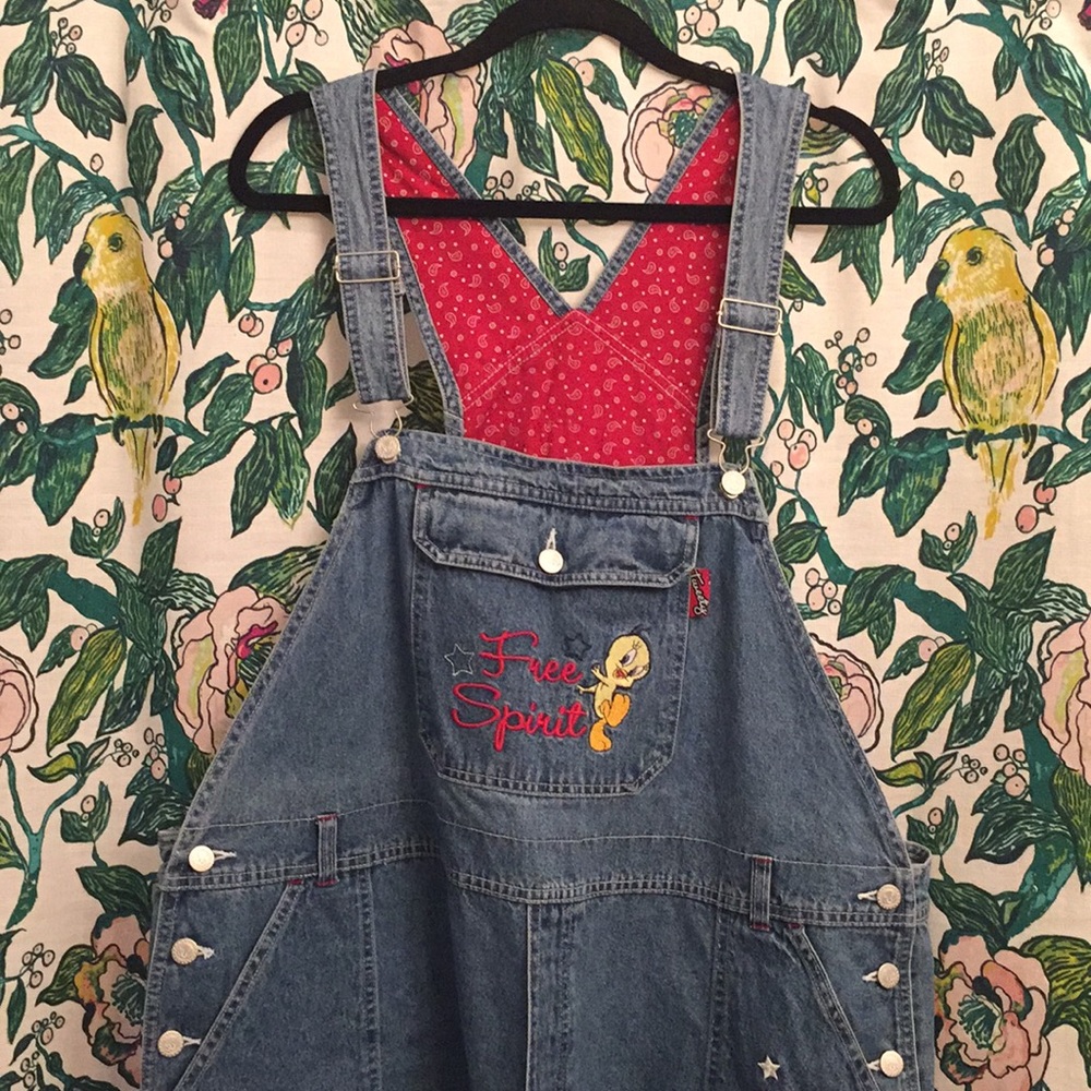 Vintage Looney Tunes Tweety Bird Overall Shorts